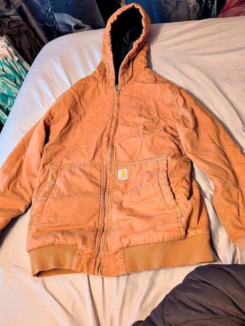 Carhartt J130 Men's Brown Quilted Hooded Jacket XL